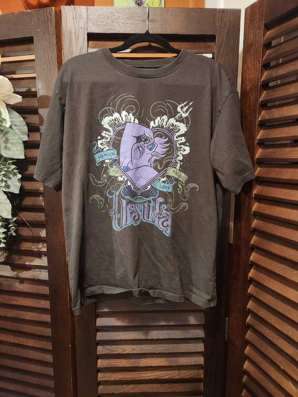 Disney Black Short Sleeve Tee with Purple Ariel Graphic